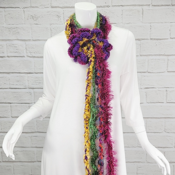 Funky Lady Artsy Unique One-of-a-kind Handmade Flower Scarf - Picture 10 of 12